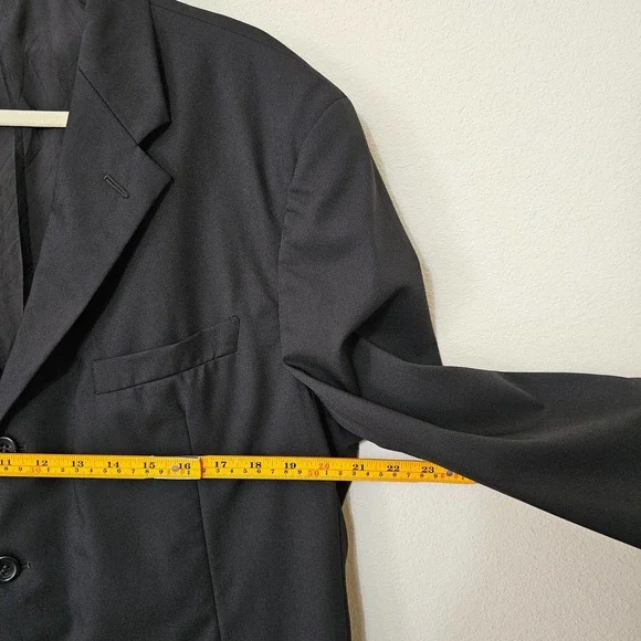 ARMANI COLLEZIONI Vintage Men's Black Wool Single-Breasted Button Blazer Sz 44R - Picture 9 of 11